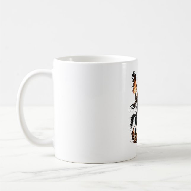 Grim Reaper Skeleton Riding Horse Flames Kaffemugg (Vänster)