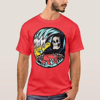 Grim Reaper Skeleton Surfa Surfing  T Shirt