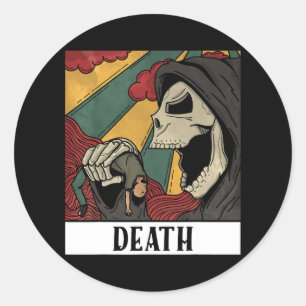 Grim Reaper Skeleton Tarot Card Blackcraft Manar Runt Klistermärke