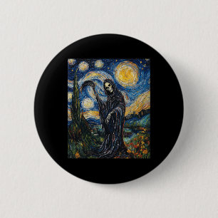Grim Reaper Skeleton - Van Gogh Stil - Starry Nig Knapp