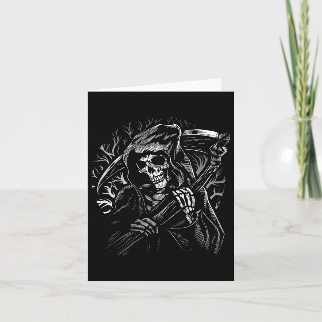 Grim Reaper Skull Dödsfall Scythe Dead Gothic Horr Kort (Framsida)