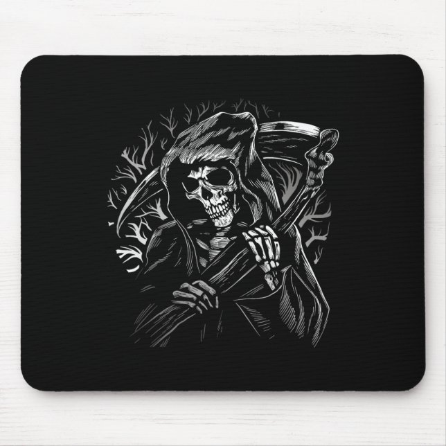 Grim Reaper Skull Dödsfall Scythe Dead Gothic Horr Musmatta (Framsidan)