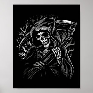 Grim Reaper Skull Dödsfall Scythe Dead Gothic Horr Poster