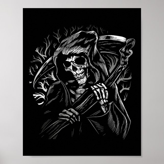 Grim Reaper Skull Dödsfall Scythe Dead Gothic Horr Poster (Framsidan)