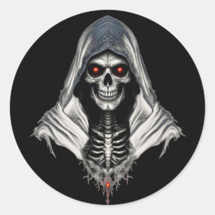 Grim Reaper Skull-etikett Runt Klistermärke