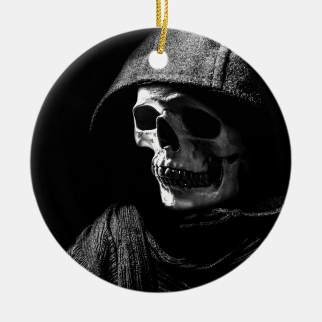 Grim Reaper Skull Julgransprydnad Keramik (Framsidan)
