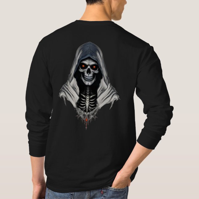 "Grim Reaper Skull Långärmad T-Shirt - Gothic Sk (Baksida)