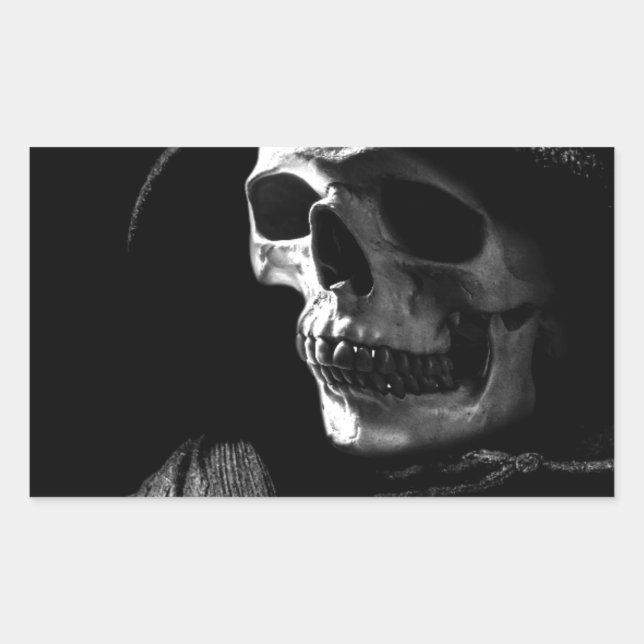 Grim Reaper Skull Rektangulärt Klistermärke (Framsida)