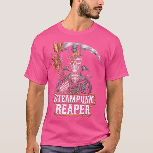 Grim Reaper Steampunk Död Gud Gears Top hat Scif T Shirt (Framsida)