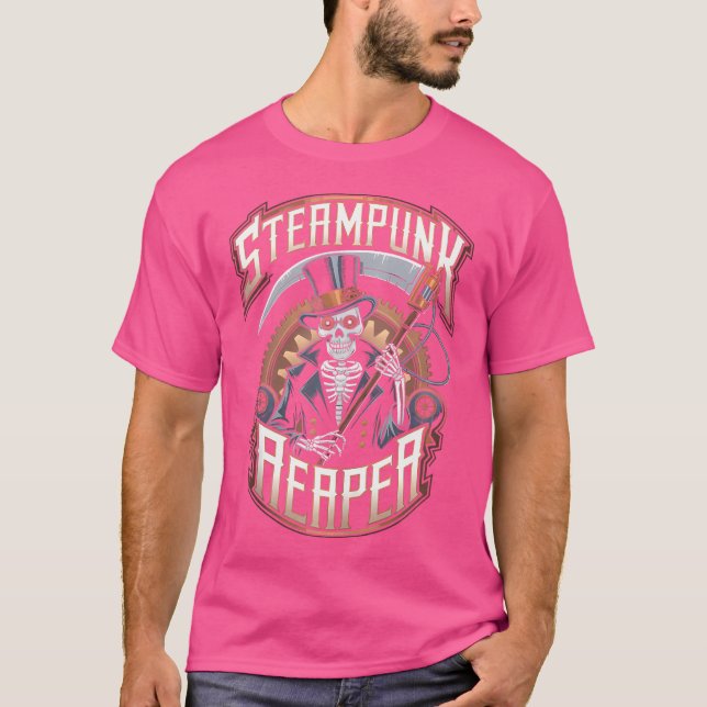 Grim Reaper Steampunk Död Gud Gears Top hat Scif T Shirt (Framsida)