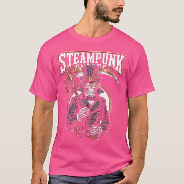 Grim Reaper Steampunk Död Gud Gears Top hat Scif T Shirt (Framsida)