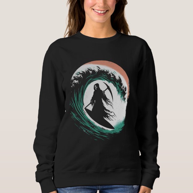 Grim Reaper Surfing - Spooky Halloween Costume Sur T Shirt (Framsida)