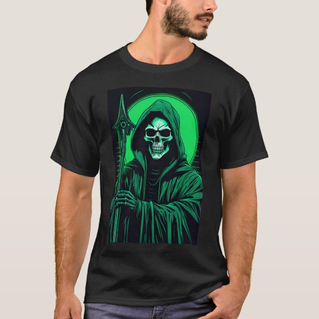 Grim Reaper T-Shirt - Gothic Grim Reaper Skull Dea (Framsida)