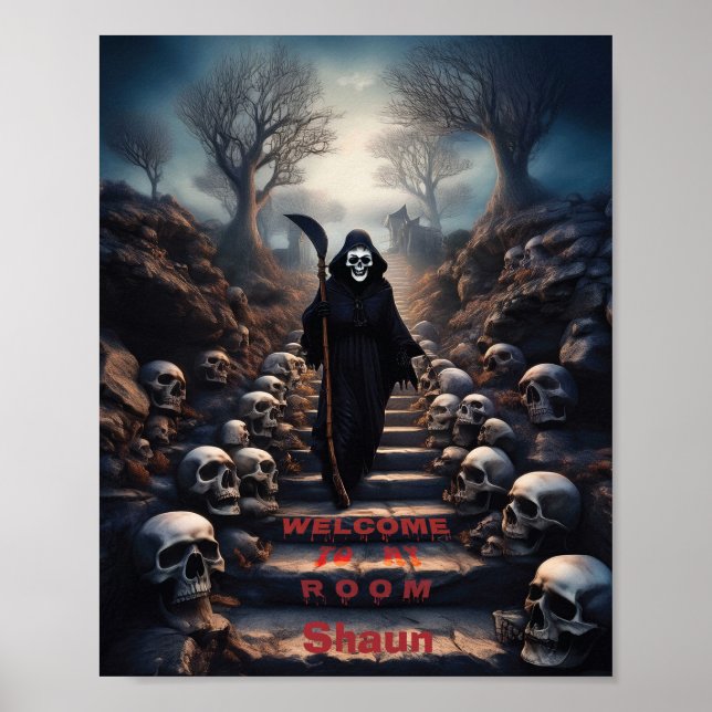 Grim Reaper Välkommen Till Mitt Rum Anpassningsbar Poster (Framsidan)