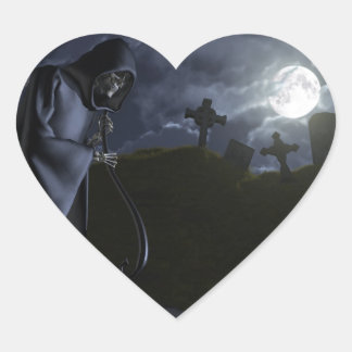 Grim Reaper vid Byrån Hjärtformat Klistermärke