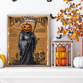 Grim Reaper Vintage Stil Halloween Newspaper Poster