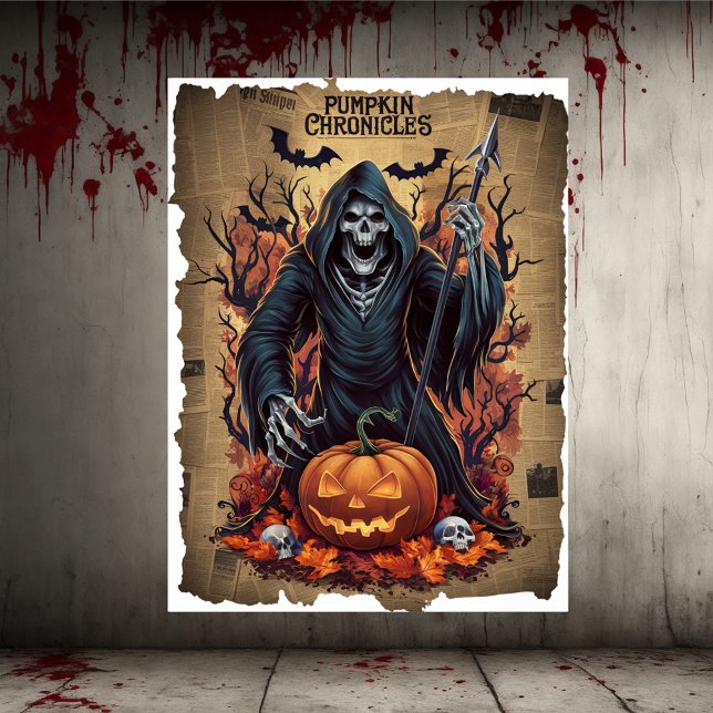 Grim Reaper Vintage Stil Newspaper Halloween Poster (Skapare uppladdad)