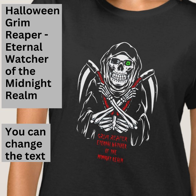 Grim Reaper Watcher White Red på Black T Shirt (Skapare uppladdad)