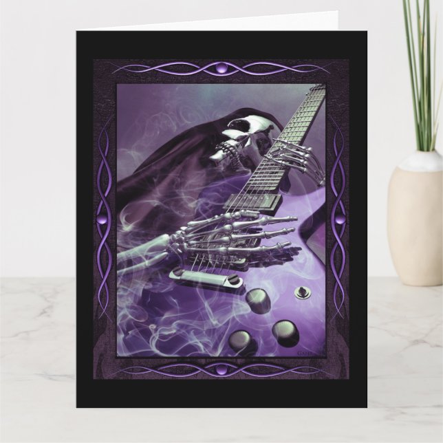 Grim Reaper's Guitar Big Greeting Card Kort (Framsida)