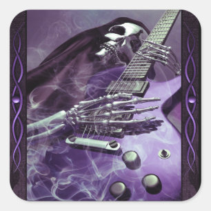 Grim Reaper's Guitar Sticker Fyrkantigt Klistermärke