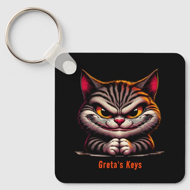 Grimacing Cat Nyckelring (Framsida)