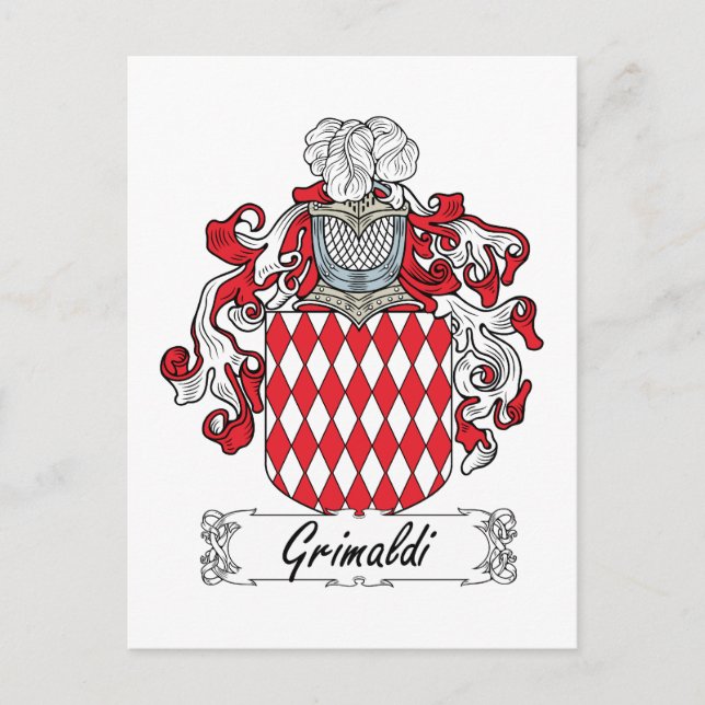 Grimaldi Family Crest Vykort (Framsida)