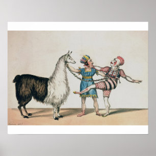 Grimaldi och alpacaen, i den populära pantomimmet poster