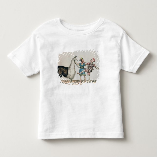 Grimaldi och alpacaen, i den populära pantomimmet tee shirt (Framsida)