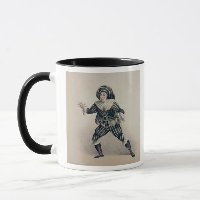 Grimaldi som Scaramouche, från den Commedia Mugg (Vänster)