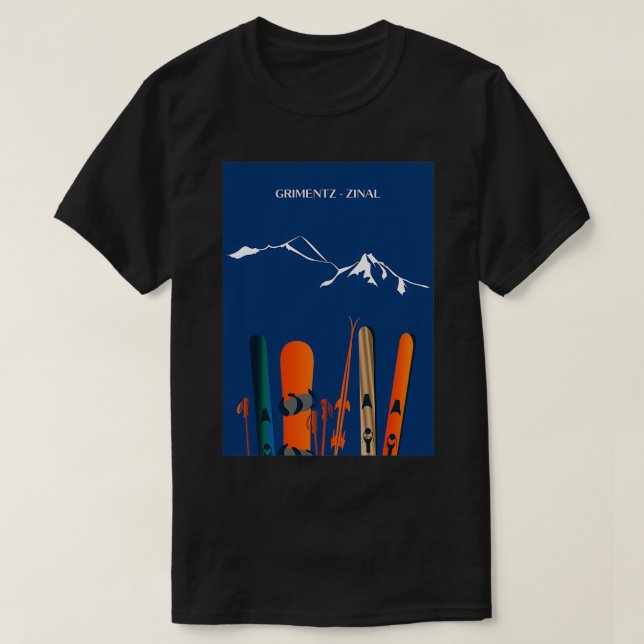 Grimentz Zinal ski Zinalrothorn Weisshorn by leewa T Shirt (Design framsida)