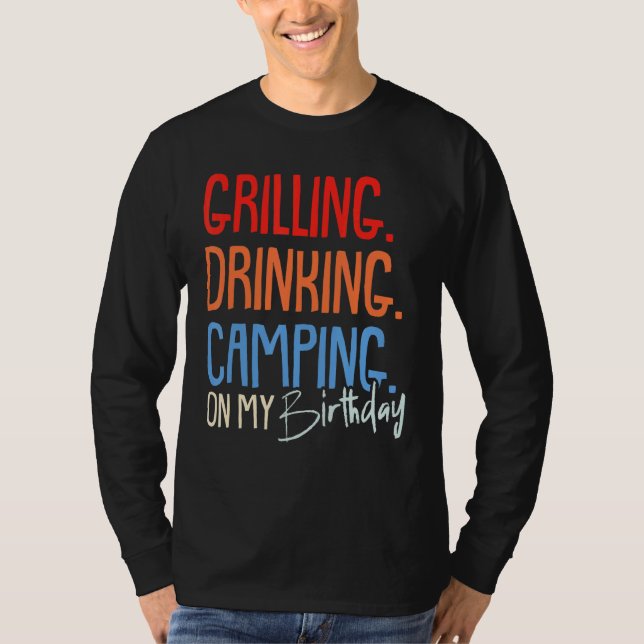 Grimling Drinking Camping Birthday Camper Party Ce T Shirt (Framsida)