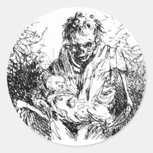 Grimm Reaper Death skeleton baby Horror abstrakt Runt Klistermärke
