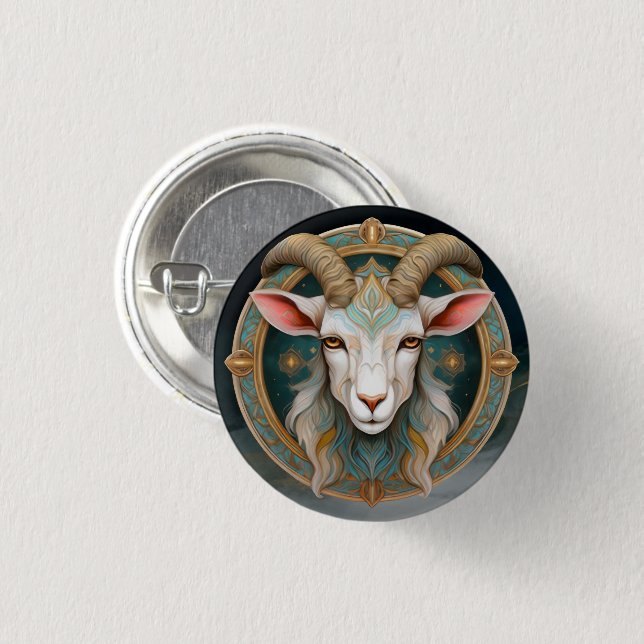 Grimmloch Goat Emblem Fantasy RPG Knapp (Framsida & baksida)