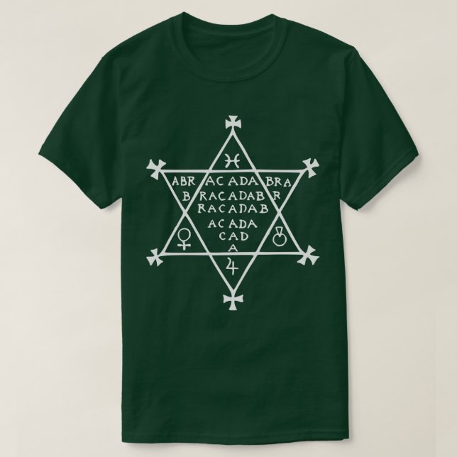 Grimoire Hexagram Abracadabra Talisman Amulet Occu T Shirt (Design framsida)