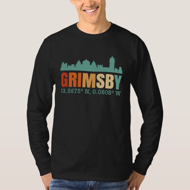 Grimsby City Skyline T Shirt (Framsida)