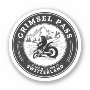 Grimsel Pass schweiziska-alperna motorcykeltur Klistermärken