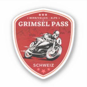 Grimsel Pass schweiziska-alperna motorcykeltur Klistermärken