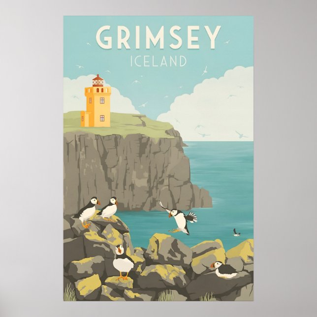 Grimsey Island Resemappakat för Islandsresor Poster (Framsidan)