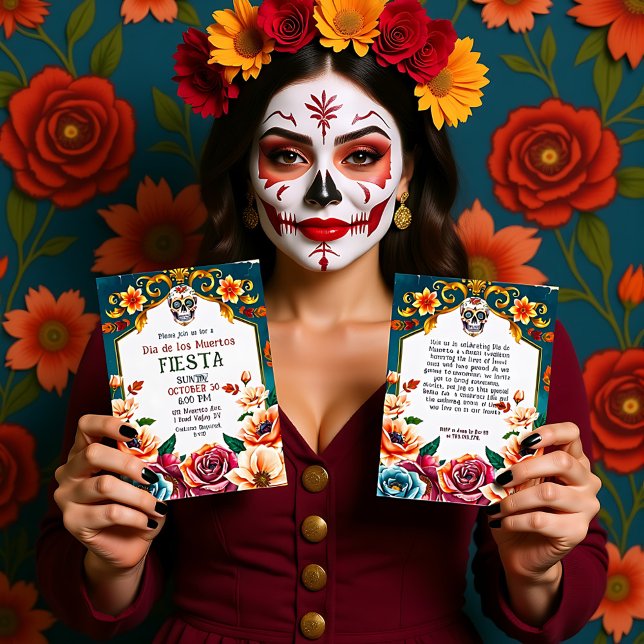 💀🎉Grin and Garlanda Inbjudningar (Grin and Garlanda Invitation, customizable text on both sides)