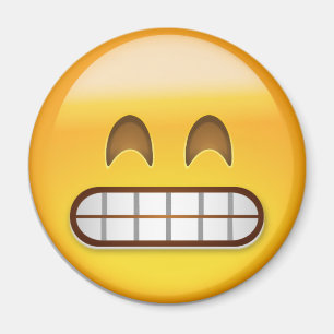 Grina ansikte med att le ögon Emoji Magnet