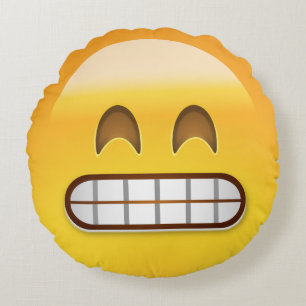 Grina ansikte med att le ögon Emoji Rund Kudde