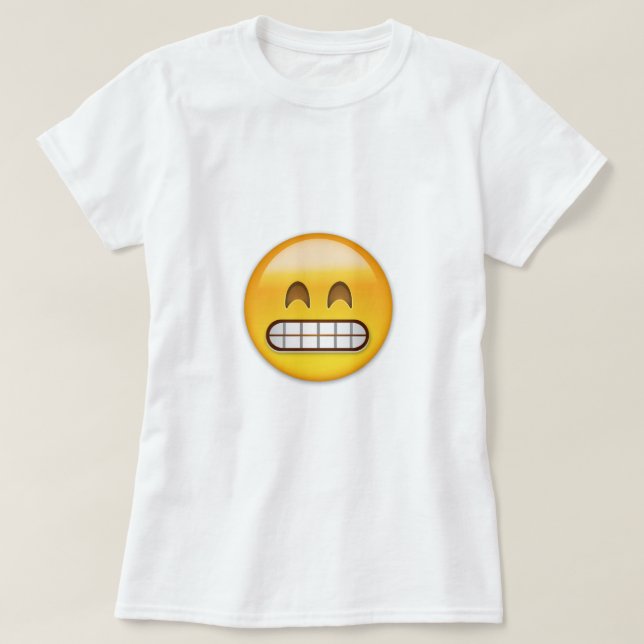 Grina ansikte med att le ögon Emoji T-shirt (Design framsida)