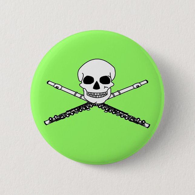 Grina flöjten med skallen knäppas knapp (Framsida)