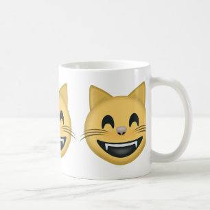 Grina kattansikte med att le ögon Emoji Kaffemugg
