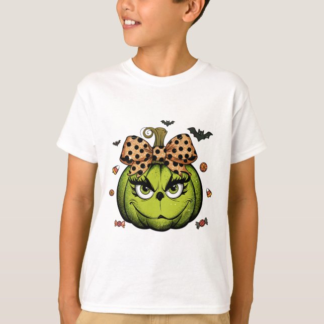 Grinc Pumpkin Coquette Pumpkin Halloween Spooky Se T Shirt (Framsida)
