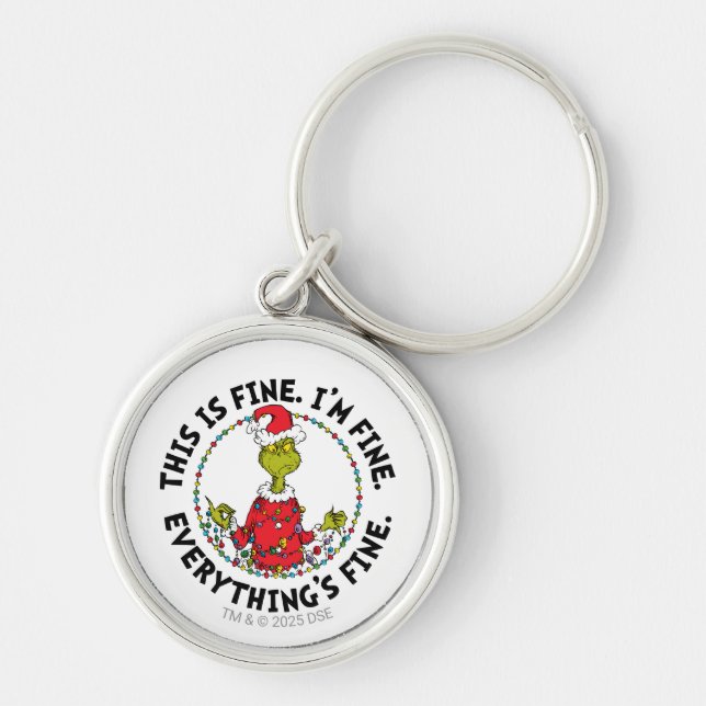 Grinch | Allt är bra Rund Silverfärgad Nyckelring (Framsidan)