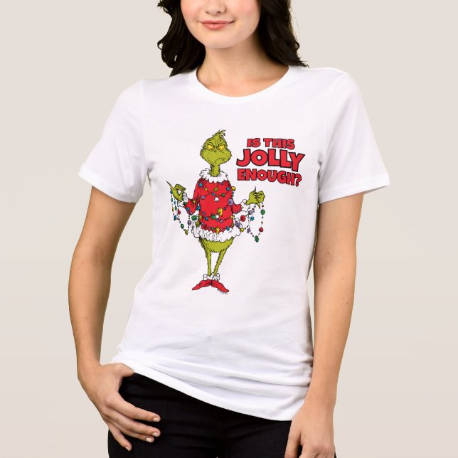 Grinch | "Är detta glatt nog?" T Shirt (Framsida)