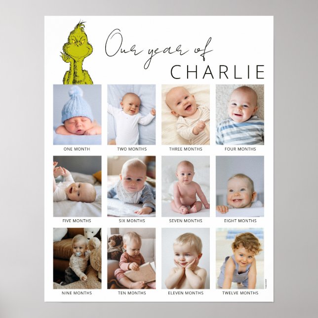 Grinch | Barnets första år fotokollage Poster (Framsidan)