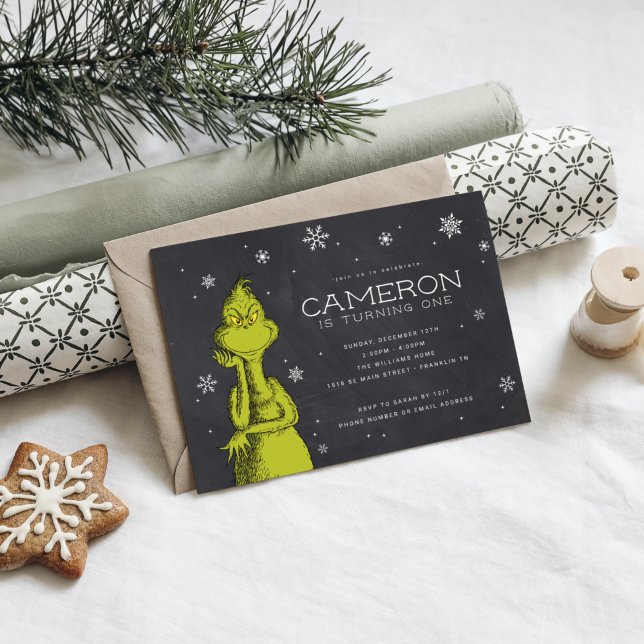 Grinch Chalkboard 1st Birthday (Skapare uppladdad)