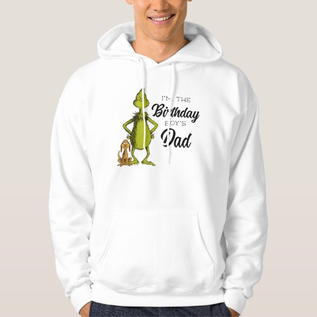 Grinch Chalkboard Birthday Boy's Pappa Hoodie (Framsida)